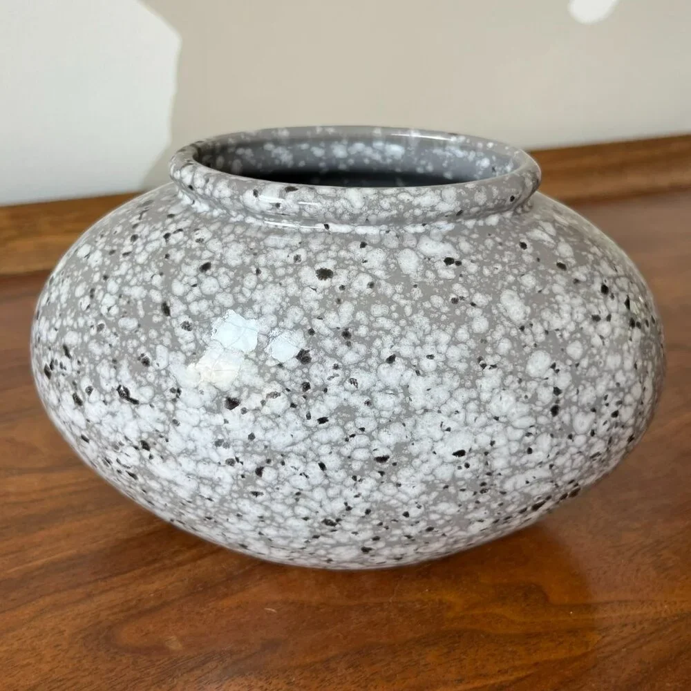 Vintage Scheurich Vase West Germany Oblong Gray Marble Speckled Pattern #504-12